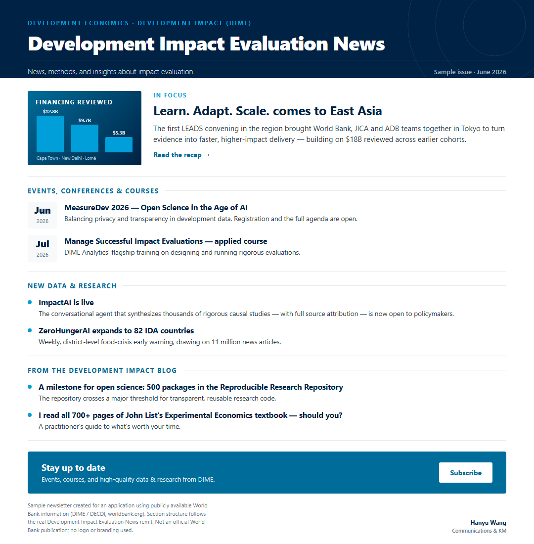 Development Impact Evaluation News — sample issue