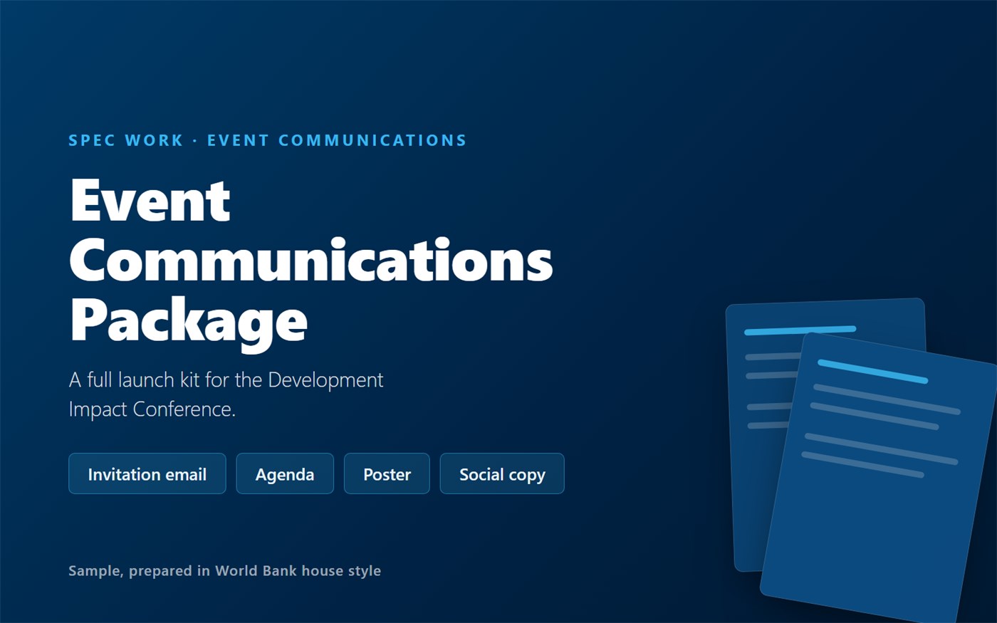 Event communications package for the Development Impact Conference